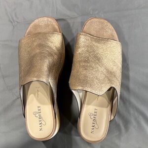 Naked Feet Women's Metallic Gold Mules